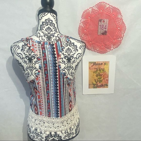 Xhilaration Aztec Crochet Race Back Tank Top - Picture 4 of 9